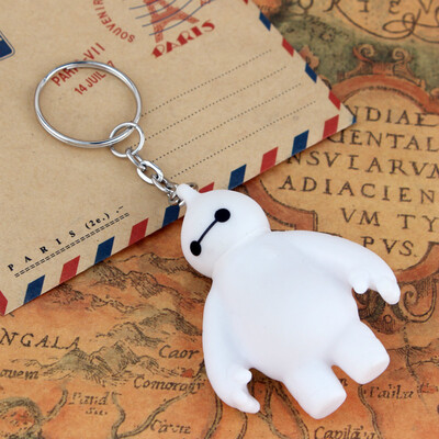 

New Movie White Big Hero 6 Baymax White 6cm Plastic Keychain Ring