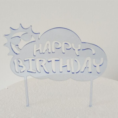 

MEYA Fluorescent Blue Acrylic Happy Birthday Cake Topper Sheep Shape Birthday Cake Decoration