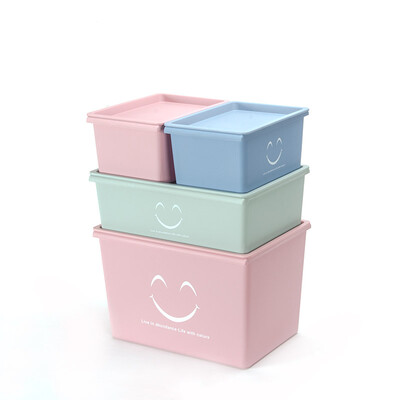 

Rich living smiley storage box clothes sundries toys books finishing storage box box mixed color four-piece