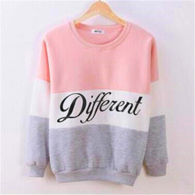 

2018 Brand Autumn New Female Color Letters Fitting Long Sleeved Fleece Hoodies Women Fashion Cotton Tops Sweaters