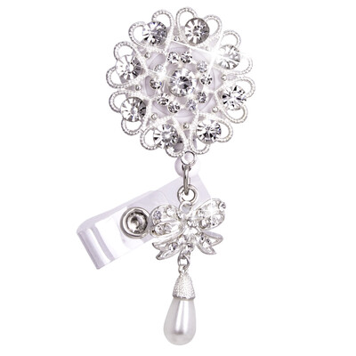 

Qinsuee Handmade Bling Rhinestones Retractable Badge Reel Name Badge Holder with Alligator Swivel ID Badge Clip