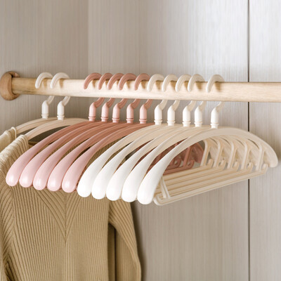 

Shengnishangpin thickening wide shoulder drying rack no trace non-slip hanger plastic head rotatable wet&dry adult children clothes support color mixing 10 Pack