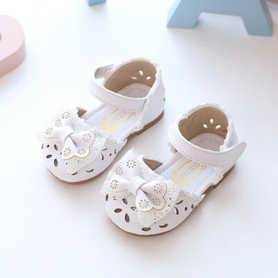 

Princess Baby Sandals Cute Bow Hollow Girl Leather Shoes 0-6 Years Old Pink White Baby Toddler