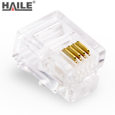 

Haile HT-6P4C-50 6P4C Phone RJ11 Crystal head 15U Gold plated 2 bags Total 100