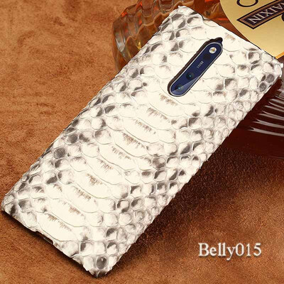

Genuine Leather Phone Case For Nokia 6 8 Case Natural Python Skin All handmade Back Cover