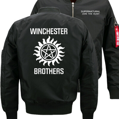 

SUPERNATURAL JOIN THE HUNT Bomber Flight Flying Jacket Winter thicken Warm Zipper Men Jackets Anime Mens Casual Coat