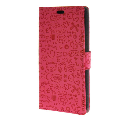 

MOONCASE Lovely pattern Leather Wallet Flip Card Slot Bracket Back чехол для Samsung Galaxy A8 Hotpink