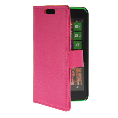 

MOONCASE Slim Leather Flip Wallet Card Pouch with Kickstand Shell Back ЧЕХОЛ ДЛЯ Nokia Lumia 630 Hot pink