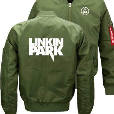 

Linkin Park print Bomber Flight Flying Jacket Winter thicken Warm Zipper Men Jackets Anime Mens Casual Coat