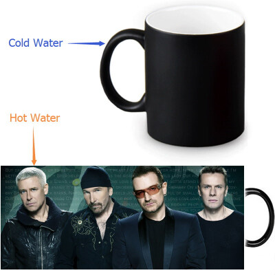 

U2 Rock Band 350ml12oz Heat Reveal Mug Color Change Coffee Cup Sensitive Morphing Mugs Magic Mug Milk Tea Cups