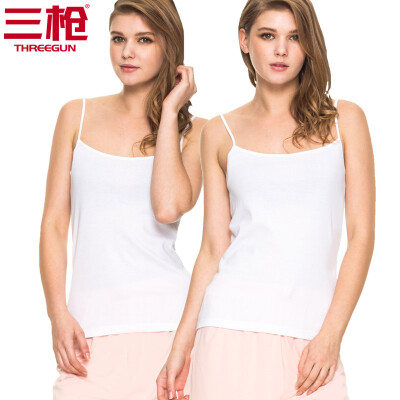 

Three guns cotton ladies suspenders skin rib stretch cotton solid color strap vest 2 pcs white white XL