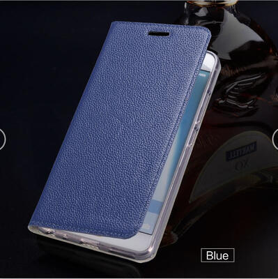 

Genuine Leather flip Case For Samsung S6 S7 S8 Plus Note 8 Calfskin Litchi Texture Phone Cover