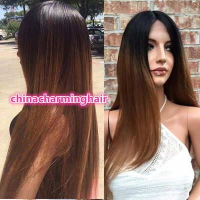 

Silky Straight Ombre полный шнурок человеческих волос Парики для женщин 1B 30 Полные кружевные человеческие волосы Парики Два тоновых кружевных парики