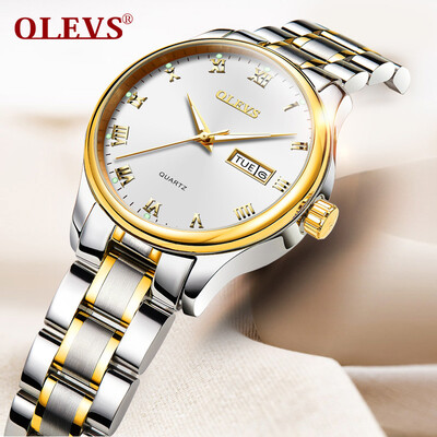 

OLEVS Fashion Brand Ladies Auto Date Watches Коричневая кожа для женского розового золота Кварцевые часы Женские повседневные наручные часы