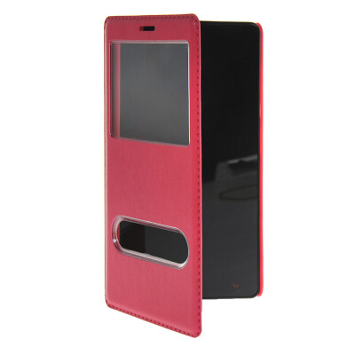 

MOONCASE View Window Leather Side Flip Pouch Stand Shell Back Case Cover for XiaoMi Red Rice Note (5.5 inch) Hot pink