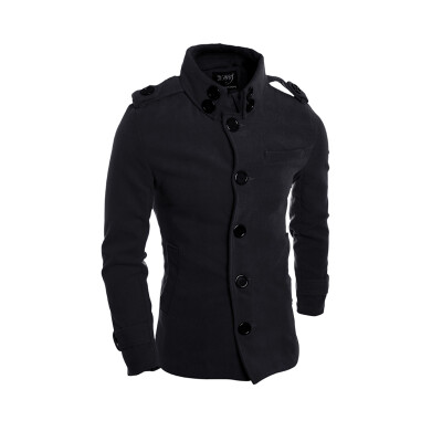 

Zogaa New Men Wind Coat Stand Collar Epaulet