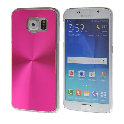 

MOONCASE CD Style Chrome Plated Brushed Aluminum Metal Back Plate Case Cove for Samsung Galaxy S6 Hot pink