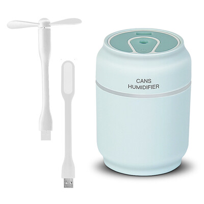 

TOMNEW 200ML Mini Cool Mist Cans Humidifiers USB Ultrasonic Air Purifier with Mini USB Fan&LED Light for Home Office or Car