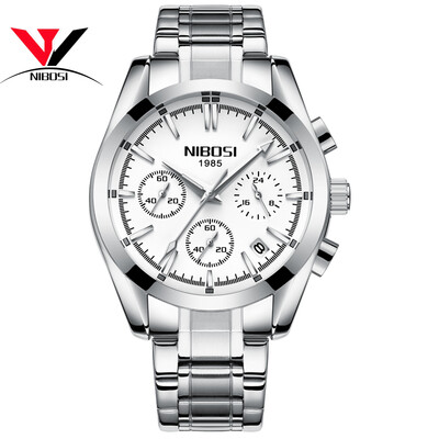 

NIBOSI 2018 Top Brand Luxury Stainless Steel Wrist Watch Men Business Casual Quartz Watches Wristwatch Waterproof Relogio Masculin