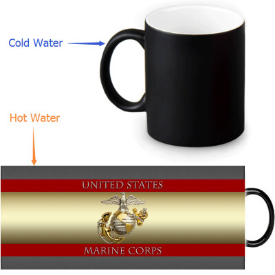 

USMC 350ml12oz Heat Reveal Mug Color Change Coffee Cup Sensitive Morphing Mugs Magic Mug Milk Tea Cups