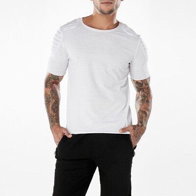 

2018 New Summer Mens Casual Shirt Pleated Short Sleeve Sports T-shirt