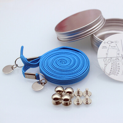 

JUP 12 Pairs Sneakers Shoelaces Locking Shoe Lace High-grade Metal Box Packaging Lazy People Without Strong Elastic Lace Without