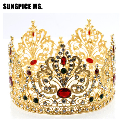 

New Full Circle Tiaras Crowns For Women Wedding Hair Jewelry Princess Beauty Queen King Crown Flower Resin Vintage Crown Gift