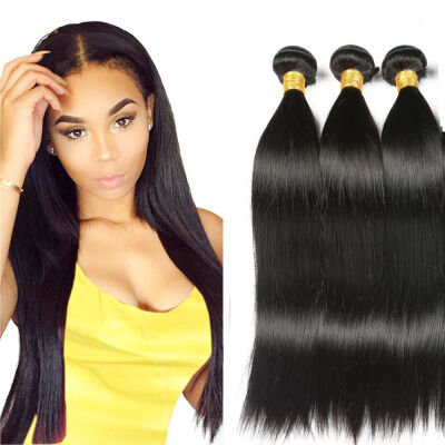 

9A Grade 10" 12" 14" 3Bundles 100g Natural Black Brazilian 100 Unprocessed Human Straight Hair Weft Human Hair Extension