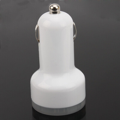 

White Double USB Car Travel Power Chargers Adapter For iPhone4iPad Universal