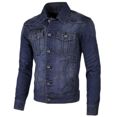 

Zogaa New Men's Jeans Jacket Patchwork Many Pocket