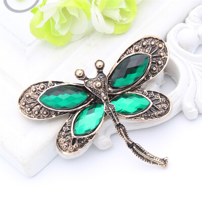 

Casual Dragonfly Brooch Pin Women Insect Jewelry Antique Color Crystal Bohemia Brooches Broches Relief Pattern Simulation Design