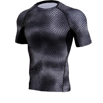 

Summer Mens Fashion Tight Tops Mens Sports Running Short Sleeves Fitness Quick-drying T-Shirts Elastic Training Breathable Sweat