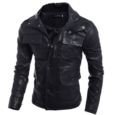 

Zogaa New Mens Jacket Slim Leather Clothings