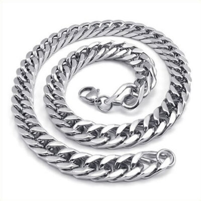 

Hpolw Jewelry Spiral hollow necklace Heavy Heavy Large Silver Stainless Steel Lobster Clasps Necklace Link Chain Length 22 inch