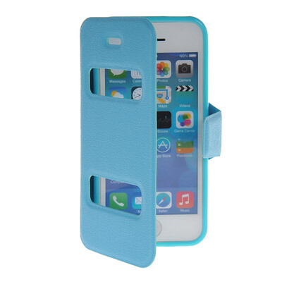 

MOONCASE View Window Leather Side Flip Pouch Stand Shell Back ЧЕХОЛ ДЛЯ Apple iPhone 5C Blue