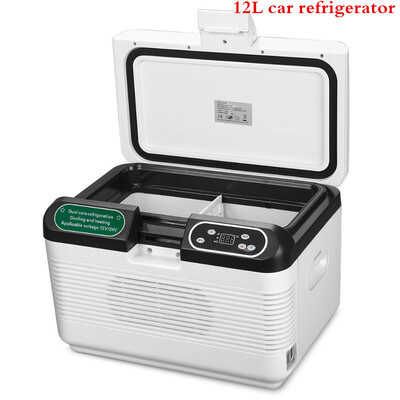 

12L Portable DC 12V/24V Mute Design Dual-core Mini Auto Fridge Truck Home Freezer Travel Car Refrigerator Cooling to 5 Degree