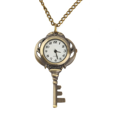 

New Fashion Antique Retro Alloy Key Shaped Pendant Pocket Watch Key Chain