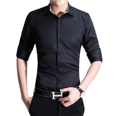 

Zogaa Spring New Mens Shirt Pure Color Long Sleeve Slim