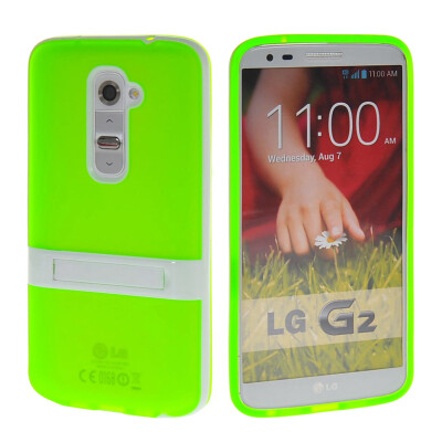 

MOONCASE Soft Flexible Silicone Gel TPU Skin with Kickstand Shell Back Case Cover for LG G2 Green