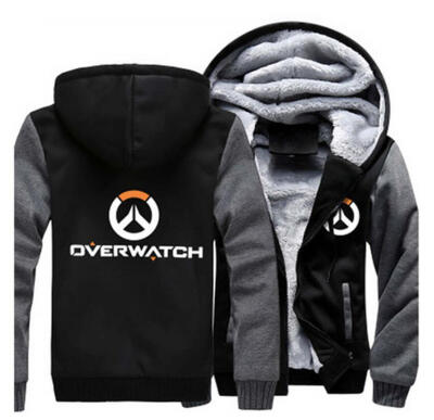 

Men Women Game OW Overwatch Logo Zipper Jacket Cosplay Sweatshirts Thicken Hoodie Coat Clothing Casual USA size