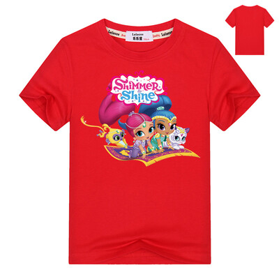 

2018 Brand New Shimmer And Shine T-Shirt для девочек Shimmer Shine Дети Футболки Топы Девочки Топы Дети Тис Рубашки хлопок Сгусток