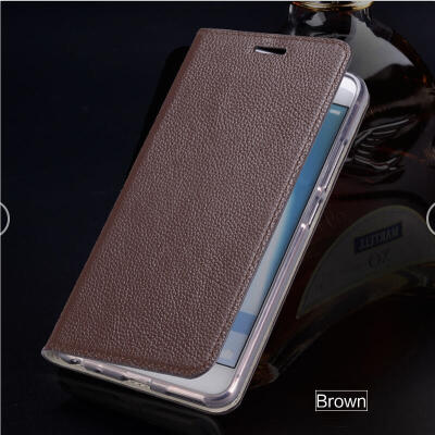 

Genuine Leather flip Case For Samsung S6 S7 S8 Plus Note 8 Calfskin Litchi Texture Phone Cover