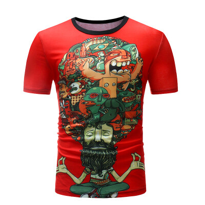 

Mens Fashion Short Sleeves Pullover T-shirt Funny Printed Loose Tops Cotton Shirt