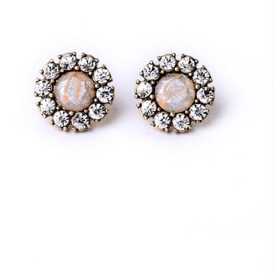 

Aiyaya Fashion Jewelry 4 Prog Round Pink Gemstone High Quality Crystal Sun Flower Stud Earrings