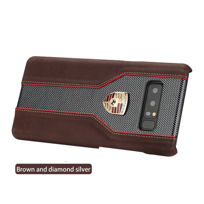 

LANGSIDI натуральный кожаный чехол для Samsung Note 8 Высокое качество Diamond Texture Car Logo Back Cover