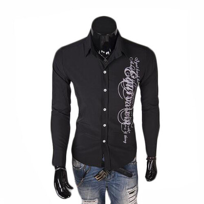 

Zogaa New Mens Shirt Printing Long Sleeve Slim
