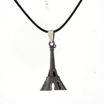 

Vintage Men's Alloy Romantic Eiffel Tower shape Pendant Cord Necklace Fashion