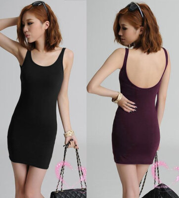 

Stylish New Fashion Lady Women Sleeveless O-neck Mini Slim Vest Bodycon Dress