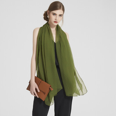 

WILLIAM&KATE silk scarf ladies silk scarf sunscreen beach towel shawl scarf simple fashion solid color wild silk scarf army green