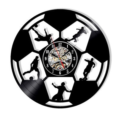 

Football Art Vinyl Record Wall Clock Soccer Wall Clocks Home Design Gift for Football Lovers